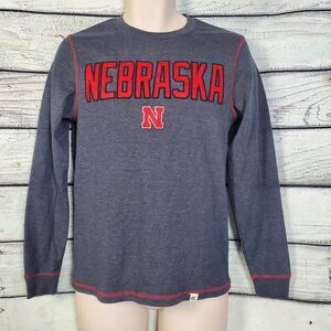 Colosseum Men’s Nebraska Huskers Long Sleeve Thermal Shirt Gray Red Small NCAA